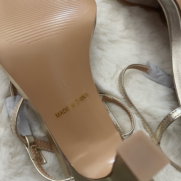 Gold Strappy Heeled Sandals • Metallic Open Toe • Elegant Party Heels - Picture 10 of 13